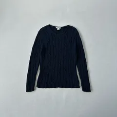 【極上ケーブル編み】Eddie Bauer コットンセーター M ネイビー 白タグ
