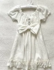 リズリサ 白 リボン ニット ONE PIECE オフショルダー ラテ 姫ギャル Lovely ヴィンテージ