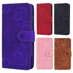 iPhone 13ProMax ケース カバー 手帳タイプ レザー 合皮 マンダラ エンボス アジアン ナチュラル カード収納 カードポケット スタンド機能 シンプル おしゃれ