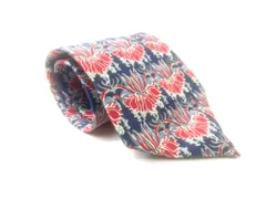 クリスチャン・ディオール　Christian Dior　シルクネクタイ　パターン総柄　ネイビー×レッド系　送料無料