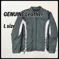 Genuine Leather ジャケット アウター レザージャケット シングルライダース Lサイズ レディース 本革 古着