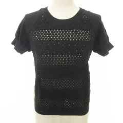 アナディス dun a dix レース 半袖 カットソー クルーネック 薄手 38 Mサイズ 黒 ブラック ■TC