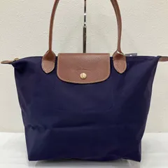 9063　LONGCHAMP　ロンシャン　プリアージュ　ルプリアージュ　トートバッグ　ハンドバッグ　パープル　紫　レディース　無地　シンプル　きれいめ　軽量　ナイロン　レザー