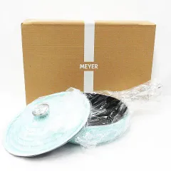 未使用品 MEYER マイヤー サークルパン ベビーブルー 26cm 蓋つき 電磁調理器 ガス ハロゲン 電気プレート セラミックヒーター シーズヒーター 箱付き Z001-08-0204③