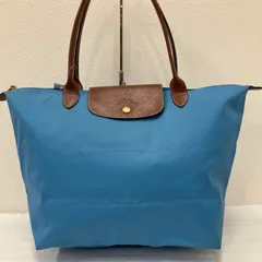 9065　LONGCHAMP　ロンシャン　プリアージュ　ルプリアージュ　トートバッグ　ハンドバッグ　水色　ライトブルー　レディース　ナイロン　レザー　無地　シンプル　きれいめ　大きめ　大容量　軽量