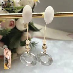 べっ甲 ピアス 2way クリアグレー ロング ゆらゆら 大人可愛い 大ぶり フォーマル レディース プレゼント バレンタイン ギフト 2026 春 卒業式 入学式 パーティー デート オシャレ 上品 丸型 ドーナツ 輪 リング アンティーク アクセサリー