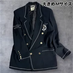 美品　VALENZA PO バレンザポースポーツ　ダブルブレスト　ジャケット　ラインストーン　刺繍　ブラック　大きめMサイズ　L0141