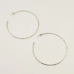 【超美品】ビッグフープピアス　6.5×6.5㎝　SILVER　ポストK18　シルバー925　10.7g