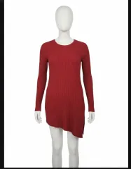 ゴージ ニト ロング スリーブ ロングTシャツ レッド ネイビー ベージュ