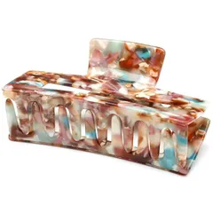 【送料無料】QinGoo 大きめ しっかりとまる 髪止め クリップ バンスクリップ ヘアクリップ 大人 ヘアアクセサリー 可愛い 人気 韓国 レディース 1本, 10.5cm, マーブル