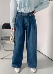 春新商品 6121 LUCIFER ワイド リング デニムパンツ デニム ウエストゴム調整