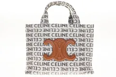セリーヌ CELINE SMALL CABAS THAIS 19916 2FEF タイス ロゴ テキスタイル トートバッグ ハンドバッグ ショルダー トリオンフ キャンバス カバ ホワイト 【ブランド古着ベクトル】【中古】☆AA★●▲■250616