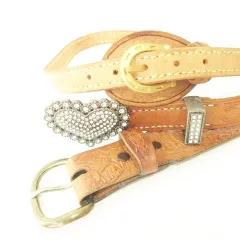 ヴィンテージ レザー ベルト 3点セット ブラウン系 約30インチ