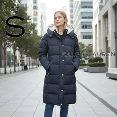 【極美品】Ralph Laurenラルフローレン フーデッドロングダウンコート S 紺ネイビー【古着】【中古】【送料無料】