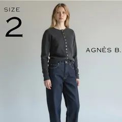【極美品】agnes b.アニエスベー 日本製 コットン製裏起毛 ロゴボタン スナップカーディガン プレッション2(M) 墨黒ブラック【古着】【中古】【送料無料】
