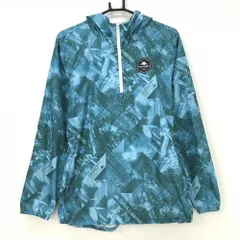 【新品】カッパ フード付きブルゾン ブルー系×グリーン系 総柄 ハーフジップ 撥水加工 薄手 メンズ L ゴルフウェア Kappa