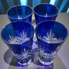 50%off 江戸切子 グラス 2個セット 「向島・桜堤、雨の品川・釣り人