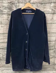 RALPH LAUREN PORO SPORT ノーカラージャケット カーディガン コーデュロイ ネイビー size:M