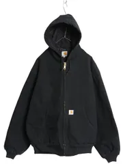 【お得なクーポン配布中!】  US企画 USA製 カーハート アクティブ ジャケット メンズ XL / ワーク ダック フード パーカー 中綿 キルティング ライナー ジャンパー 黒