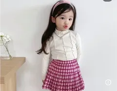 スカート　チェック　プリーツ　ピンク　かわいい　おしゃれ　女の子　お揃い　お揃いコーデ　韓国　子供服　新品未使用　100 110 120