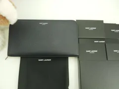サンローラン ロングウォレット 型押レザー 紺 ラウンドジップ長財布 極美品@ 99