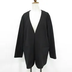 ジャケット ノーカラージャケット 裏無 大きいサイズ ストレッチ 黒 ブラック 3L