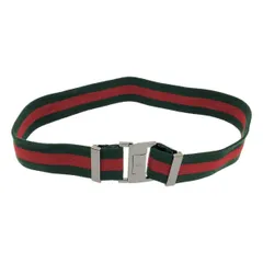 GUCCI / グッチ | コットン シェリーライン ベルト | グリーン/レッド/シルバー | レディース
