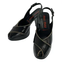 miu miu / ミュウミュウ | レザー オープントゥ ヒール パンプス | 36 | ブラック | レディース