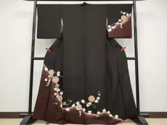 平和屋着物●極上　訪問着　刺繍　貝紫　駒刺繍　正倉院蔦の葉文　金彩　憲法国茶色地　さが美扱い　逸品　CYAA4557s6