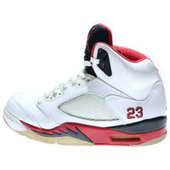 NIKE (ナイキ) 【観賞用 2013年】AIR JORDAN 5 RETRO OG FIRE RED エアジョーダン レトロ ファイアレッド ハイカットスニーカー ホワイト/レッド US9/27cm 136027-120