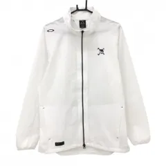 【美品】オークリー ジャケット 白×ネイビー スカル刺しゅう 薄手 メンズ XL ゴルフウェア Oakley