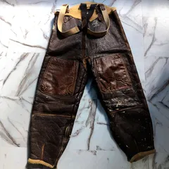 40s J.BERNSTEIN & CO. B-1 ムートン ボア フライトパンツ レザー コの字 CONMARジップ AIR FORCE U.S.ARMY ブラウン S
