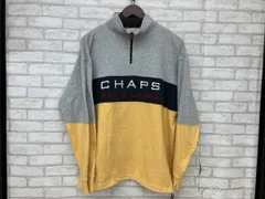 CHAPS RALPH LAUREN チャップス ラルフローレン ハーフジップ スウェット グレー イエロー メンズ L レトロ