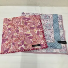 7078　BURBERRY　バーバリー　ハンカチ　2枚セット　大判　レディース　ピンク　パープル　ブルー　花柄　チェック　シンプル　きれいめ　シール付き　日本製