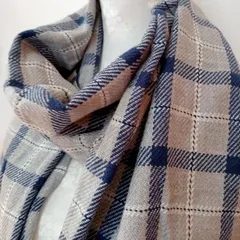 F-015-361　未使用　ユニクロ　ヒートテックマフラー　チェックグレー　 UNIQLO