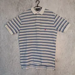 Polo by Ralph Lauren ポロ ラルフローレン メンズ ボーダー柄半袖ポロシャツ ブルー サイズM □〇