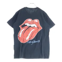 NO BRAND (ノーブランド) ROLLING STONES ローリングストーンズ クラシックタン フロントプリント 半袖Tシャツ カットソー ブラック