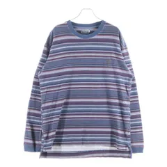 GUESS (ゲス) OLD ロゴ刺繍 ボーダー コットン 長袖Tシャツ カットソー ネイビーのサムネイル
