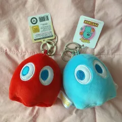 まとめ) パックマン 8cm レッド、ブルー キーホルダー