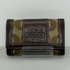 【美品】コーチ キーケース 5連 シグネチャー ブラウン×ブラック PVC レザー