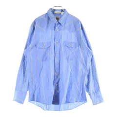 LEE (リー) 80S VINTAGE ヴィンテージ 白タグ ストライプ柄 長袖ウェスタンシャツ ブルー