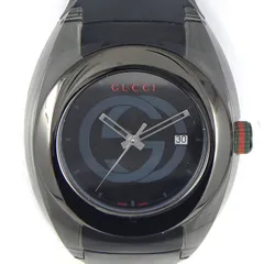 グッチ GUCCI 腕時計 シンク 137.1 デイト インターロッキングG ブラック文字盤 SS ポリアミド合成樹脂 シェリーライン ラバーベルト クオーツアナログ 【中古】のサムネイル
