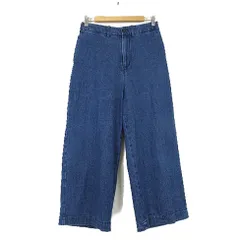 ハートマーケット HEART MARKET デニム ワイドパンツ バギー 麻 リネン コットン M インディゴブルー 美品 近年モデル