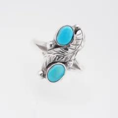 L445 ターコイズ トルコ石 STERLING 925刻印 リング デザイン シルバー 指輪 ヴィンテージ 12月誕生石 8号