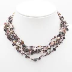 L857 カラーストーン 淡水真珠 パール 925刻印 ネックレス 5連 デザイン シルバー ヴィンテージ 6月誕生石