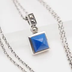 L826 ラピスラズリ マーカサイト マルカジット 925刻印 ペンダント ネックレス デザイン シルバー ヴィンテージ 12月誕生石