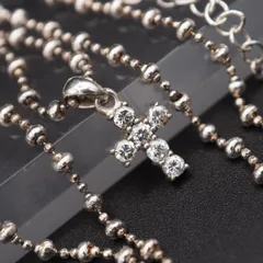 L855 ダイヤモンド風 925刻印 ペンダント ネックレス クロス デザイン シルバー