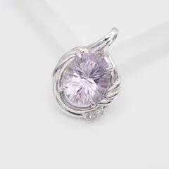 L404 アメジスト ダイヤモンド風 ペンダント トップ デザイン シルバー チャーム ヘッド 2月誕生石