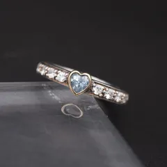 L414 Folli Follie フォリフォリ 925刻印 リング ハート ブルーストーン ダイヤモンド風 デザイン シルバー 指輪 11号