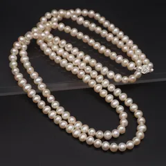 L978 淡水真珠 パール SILVER刻印 ネックレス ロング デザイン シルバー 6月誕生石